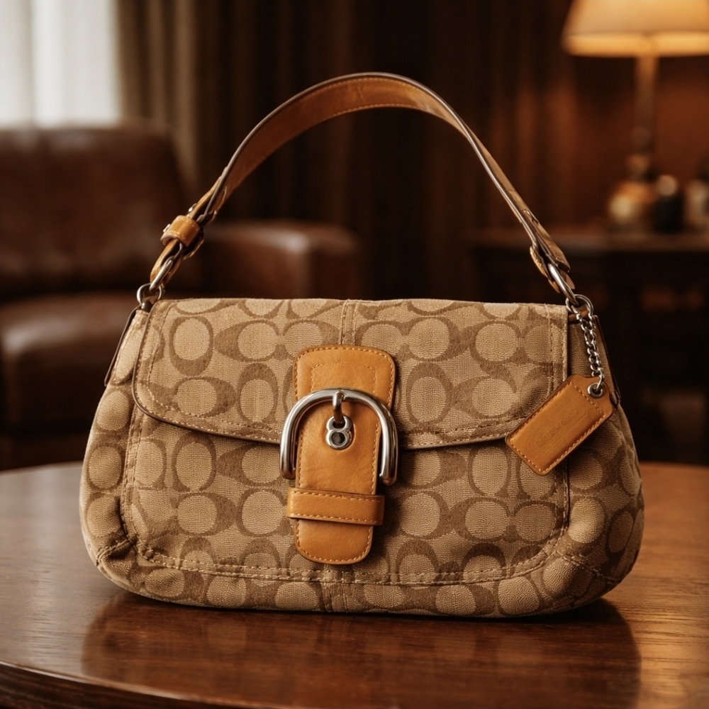 Coach Beige Tan Signature C Soho Shoulder Bag